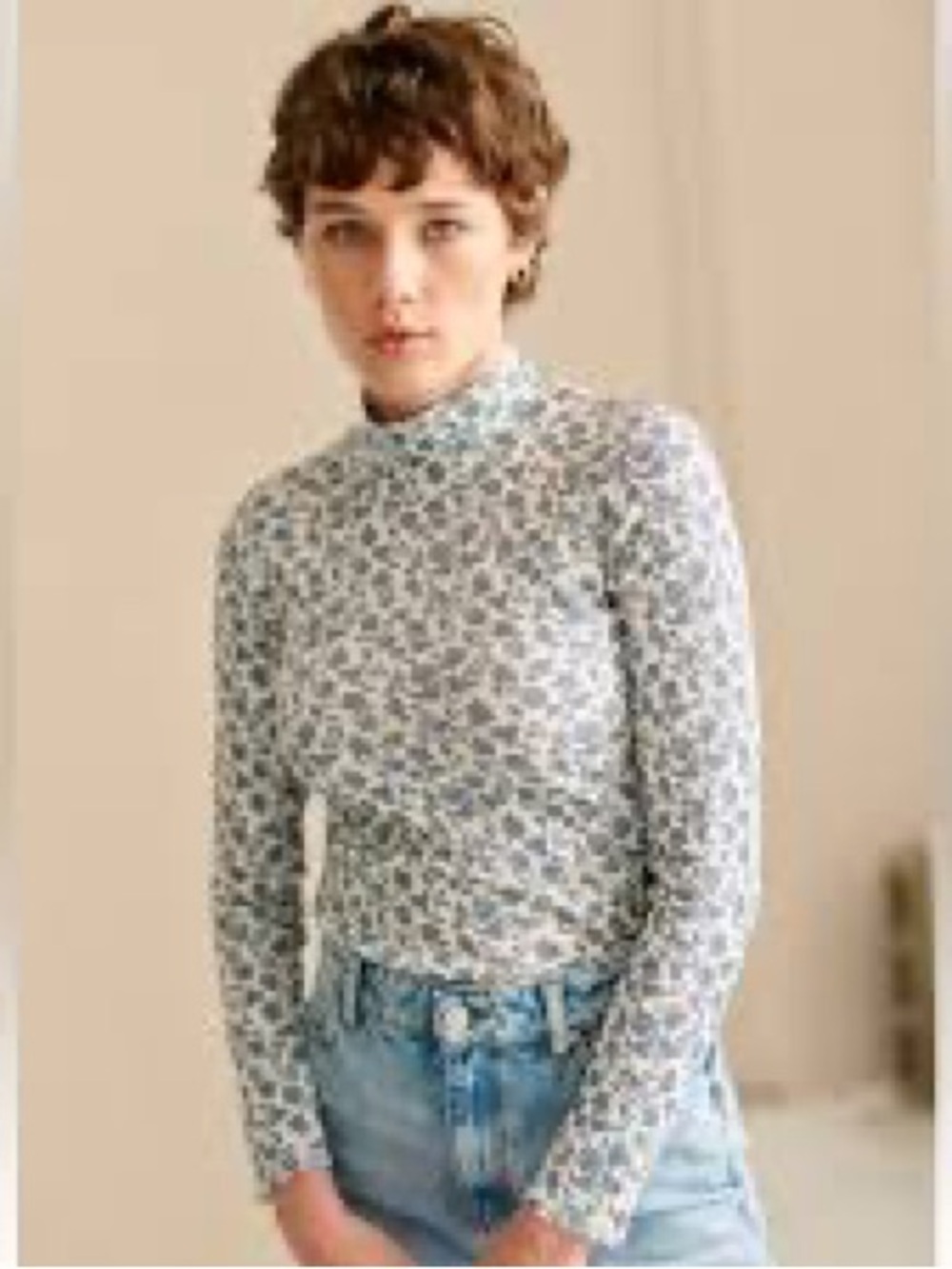 Sezane Felix Jumper in Ecru Garden Print